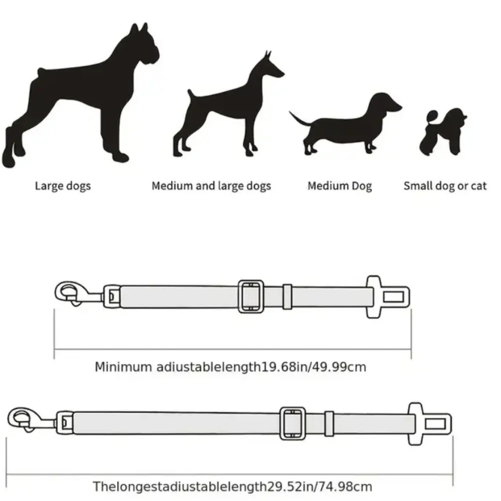 Universal Adjustable Pet Dog Safety Belt - Car Seatbelt Travel Tether - Picture 5 of 6